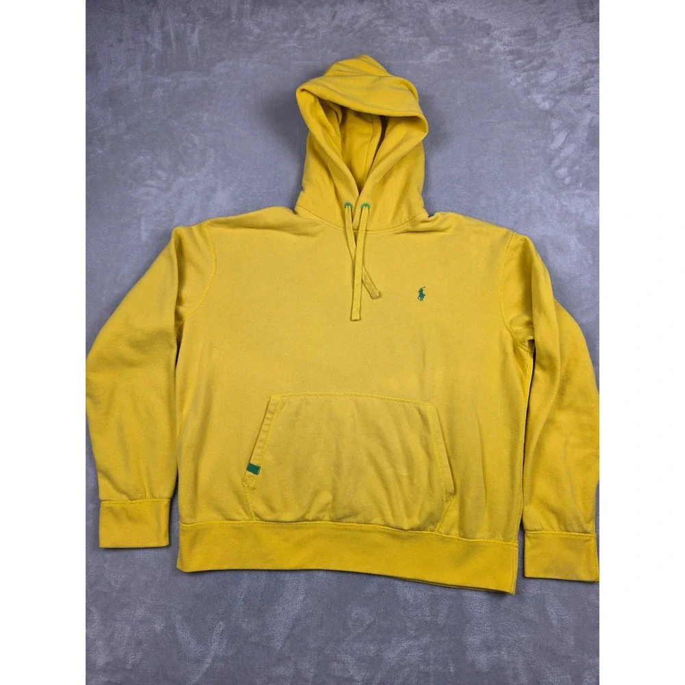 Polo Ralph Lauren Hoodie Mens XXL Yellow Performance Pullover Sweatshirt Read